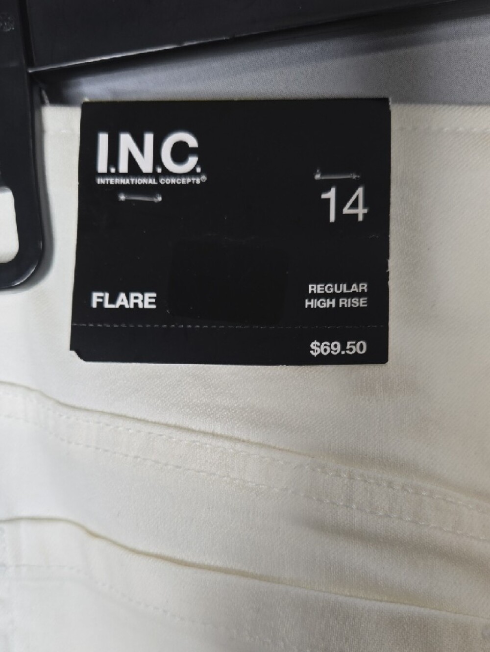 INC International Concepts Flare Regular High Rise Pants Bright White 14 NWI - Picture 2 of 9